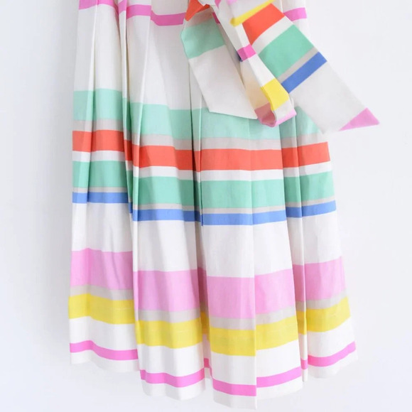 Kate Spade New York Multi Cape Stripe Pleated  Shirt Midi Dress 0 - Picture 5 of 15